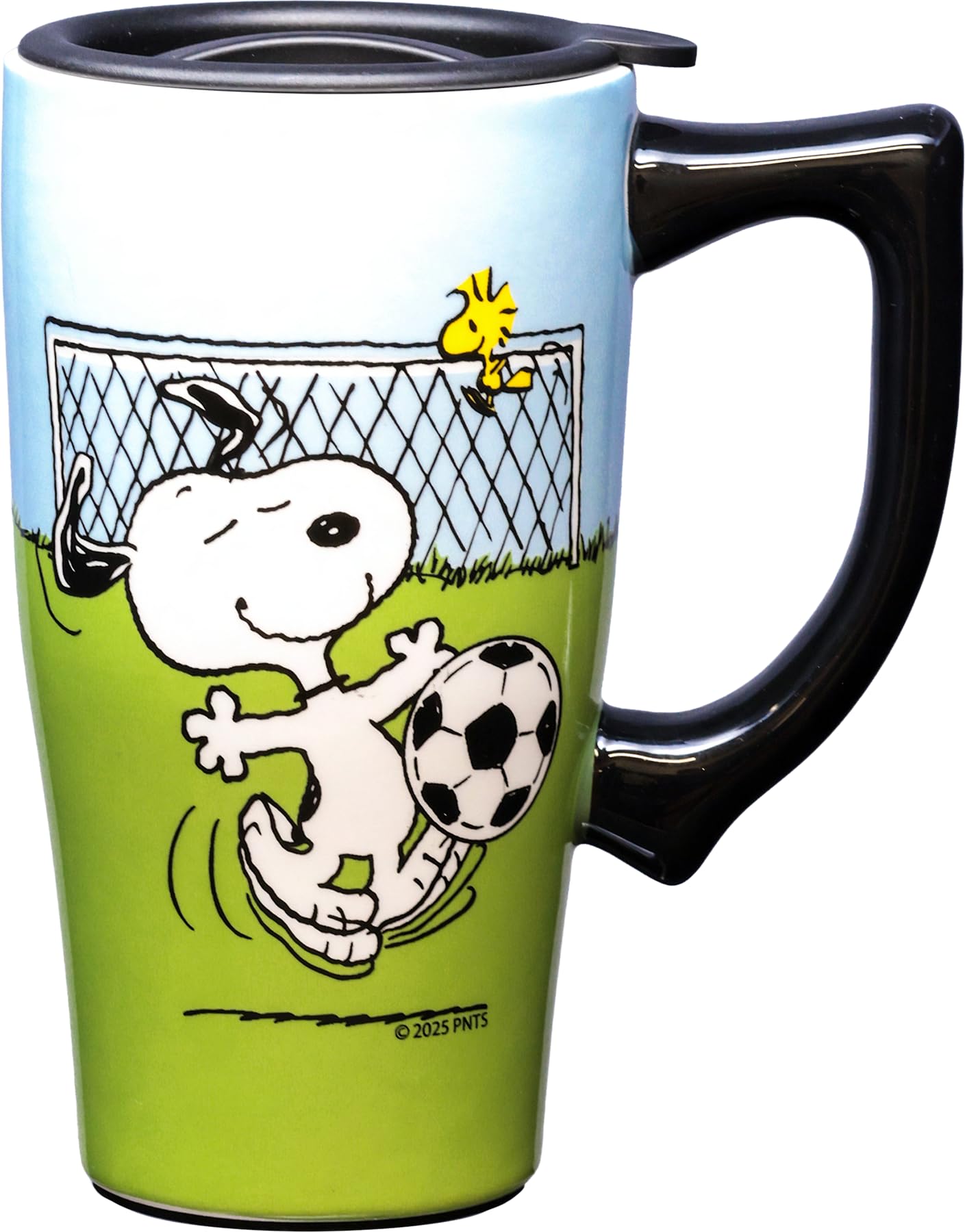 Amazon.com: Spoontiques Snoopy Soccer Ceramic Travel Coffee Mug